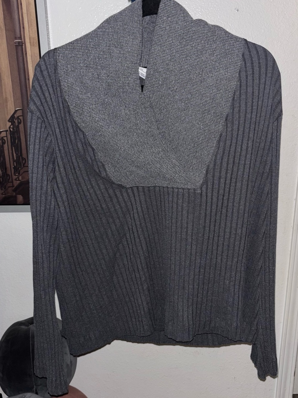 Nike Yoga Ribbed Wrap Cardigan Sweater Women’s XXL Charcoal Gray